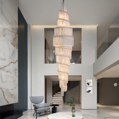 Stairwell Luxury Modern LED High Ceiling Large Alabaster Chandelier