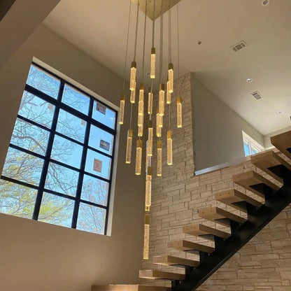 Light Luxury Glacier Bubble Crystsal Chandelier in Gold/Chrome/Black Finish for Staircase/Foyer