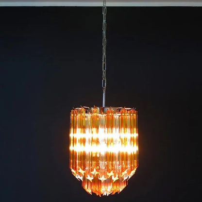 Murano Chandelier – 47 prisms – Amber/Transparent