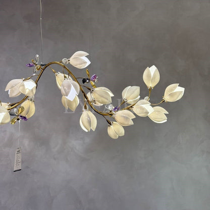 Art Design Creative Ceramic Magnolia Ring/Linear Chandelier for Bedroom/Living Room/Dining Room/Kitchen Island