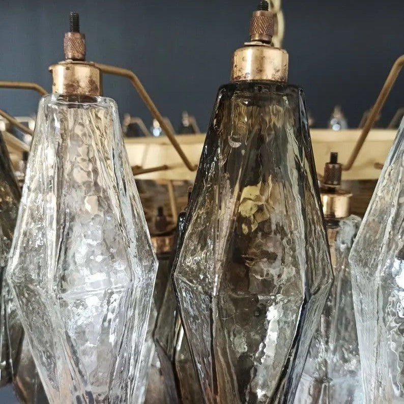 Murano Chandelier – Poliedri – 185 glass – Smoked/Transparent