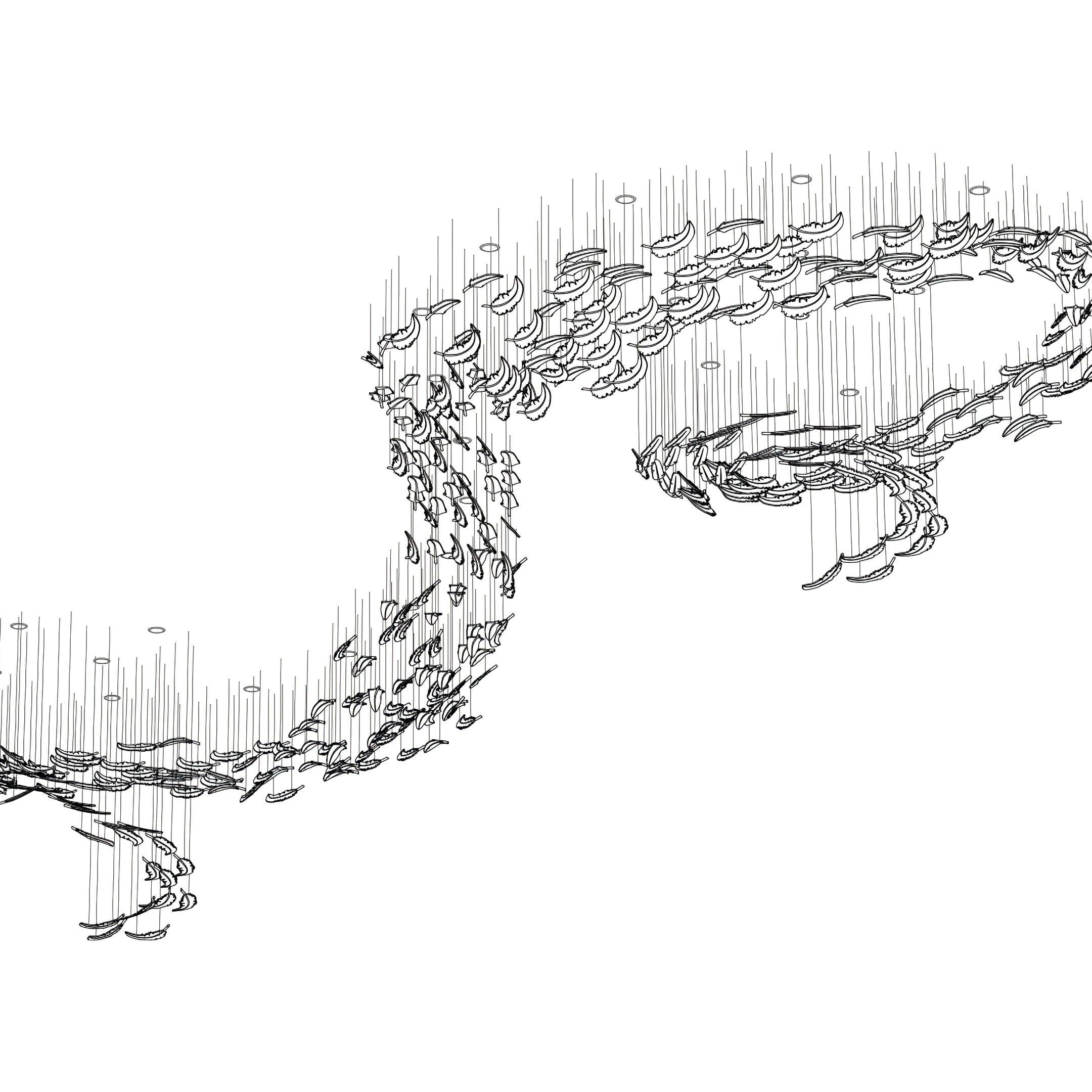 Glass Feathers Chandelier