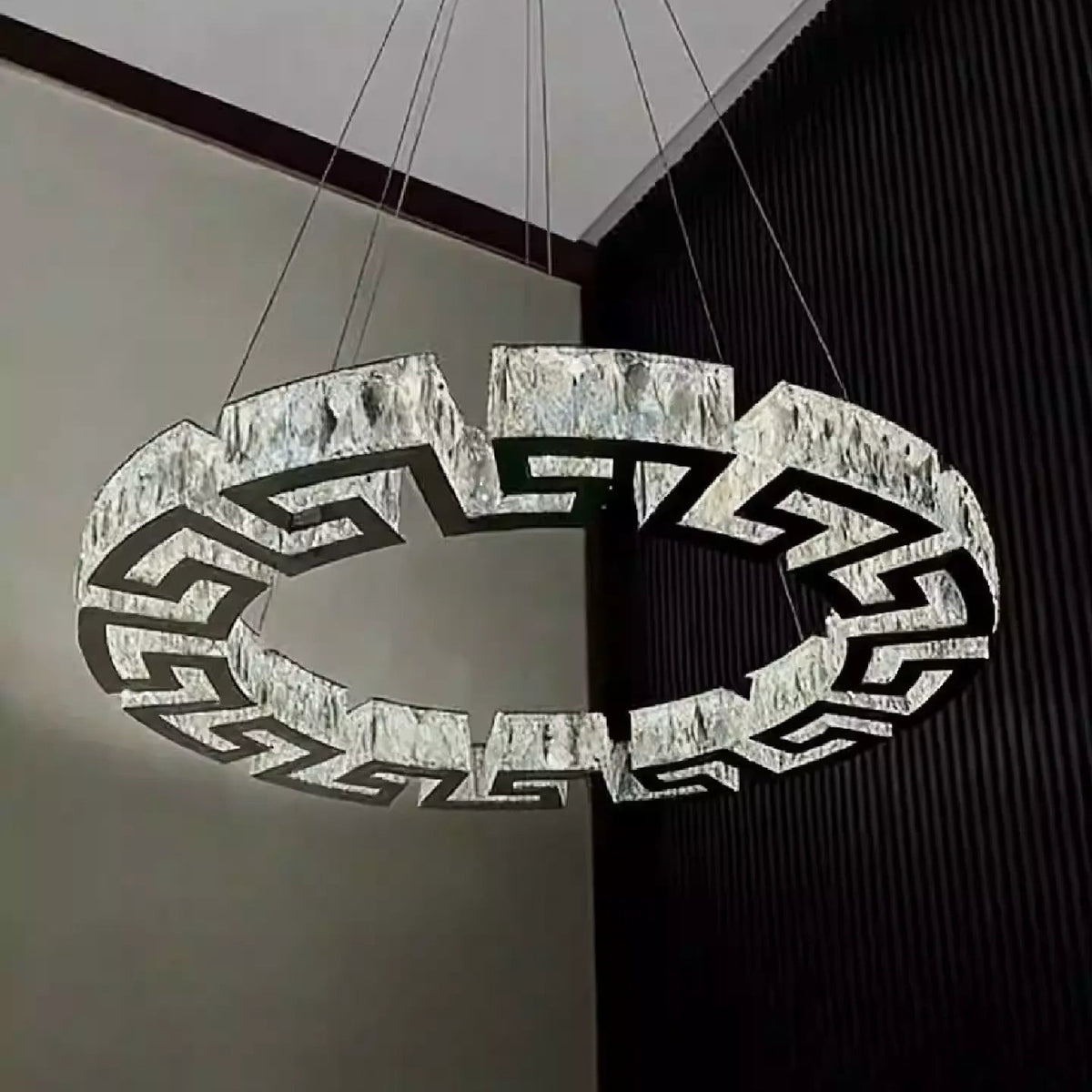 Modern Round Gear/Rectangular Mazes Crystal Chandelier
