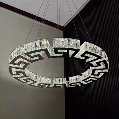 Modern Round Gear/Rectangular Mazes Crystal Chandelier