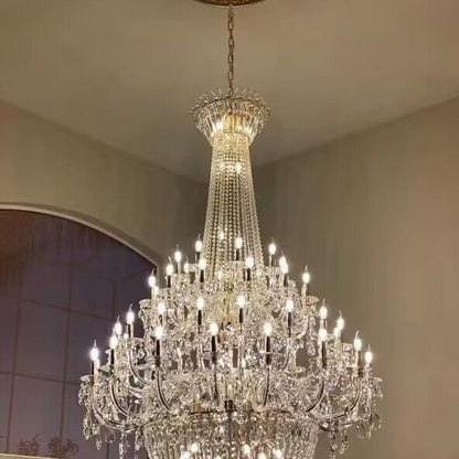 Extra Large European-style Multi-layers Candle Luxury Crystal Chandelier Gold Art Foyer/Staircase Decorative Light Fixture