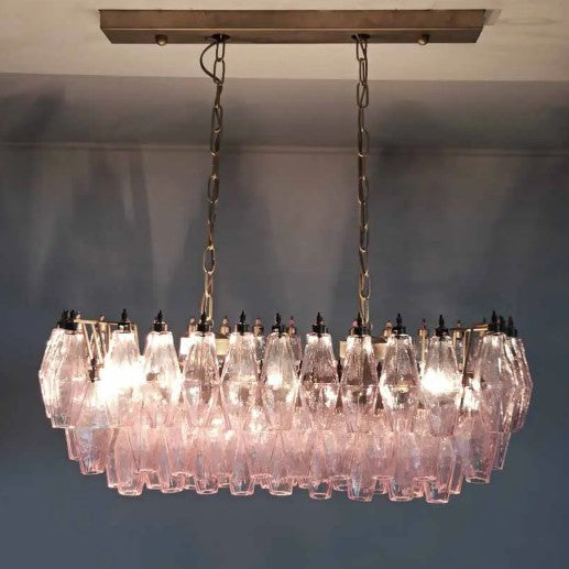 Murano Chandelier – Poliedri – 84 glasses – Pink