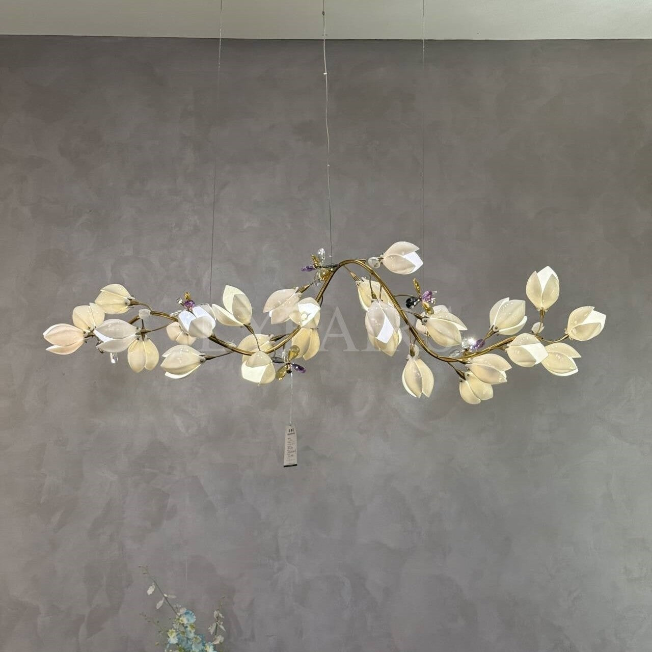 Art Design Creative Ceramic Magnolia Ring/Linear Chandelier for Bedroom/Living Room/Dining Room/Kitchen Island