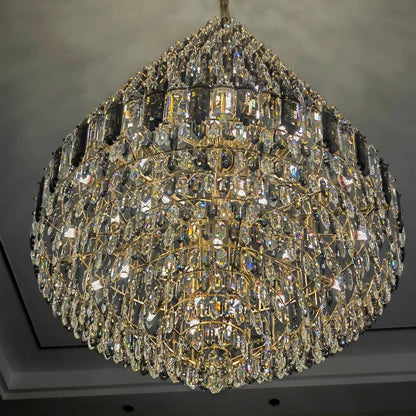Luxury Multi-tiered Honeycomb Crystal Chandelier for High Ceiling