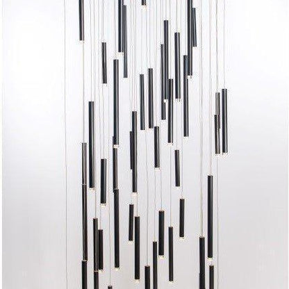 Bellini Rectangular Tri-Tone Tubular Pendant Light Chandelier