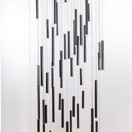 Bellini Rectangular Tri-Tone Tubular Pendant Light Chandelier