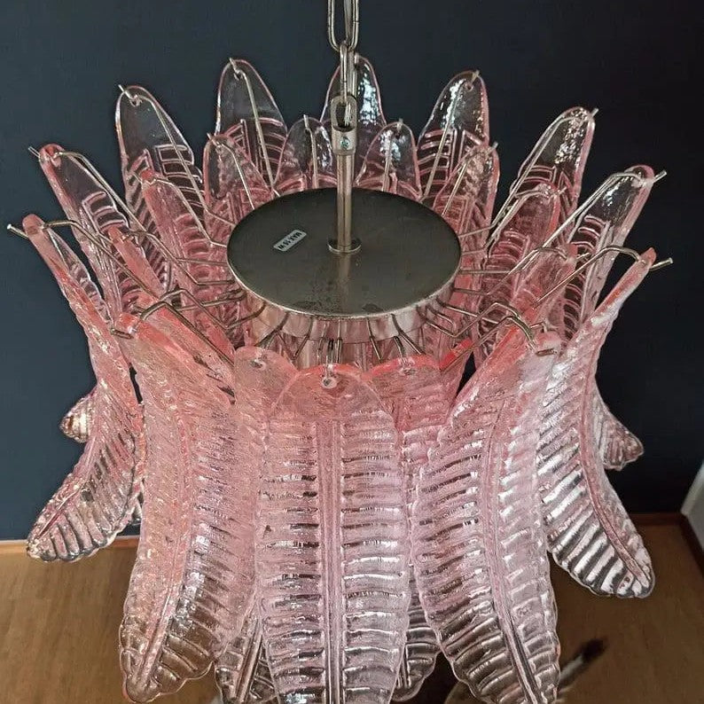 Murano Chandelier – 36 glass leaves – Pink