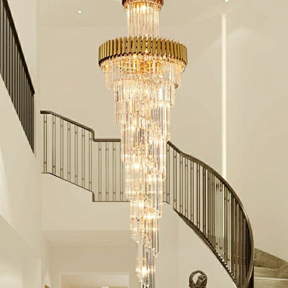 Classic Large Multi-layered Spiral Crystal Chandelier for Foyer/ Staircase