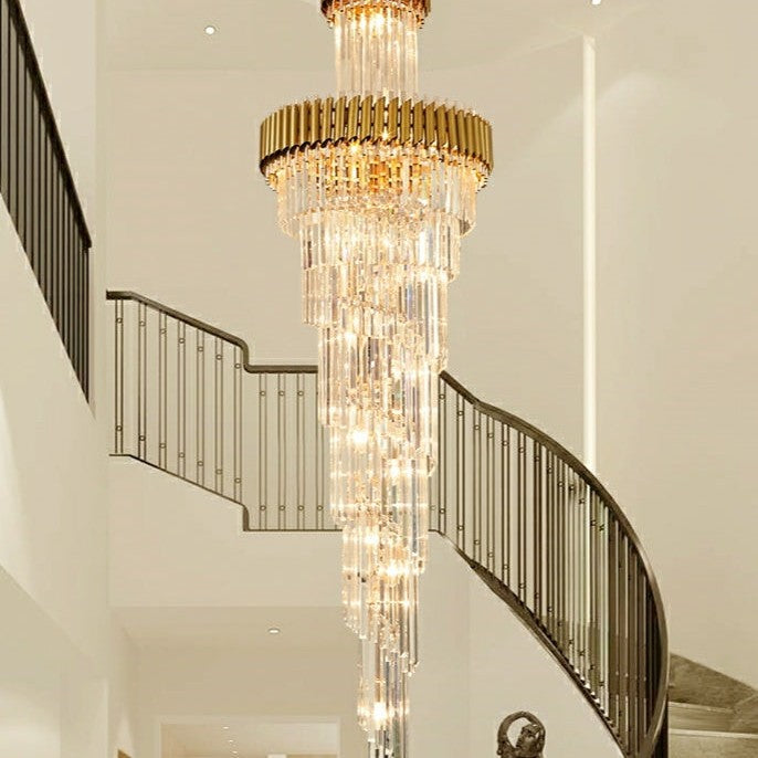 Classic Large Multi-layered Spiral Crystal Chandelier for Foyer/ Staircase