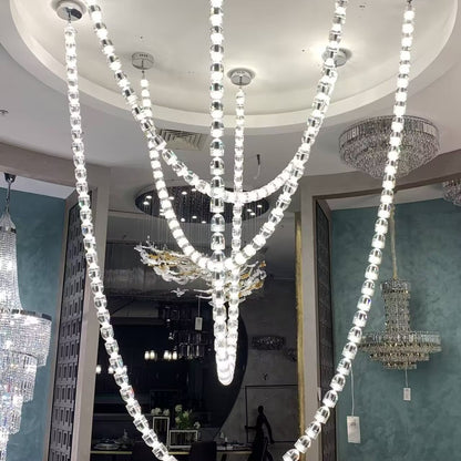 Modern Crystal Bullet  Necklace Chain Chandelier for Living Room/Staircase/Foyer/Hotel/Restaurant