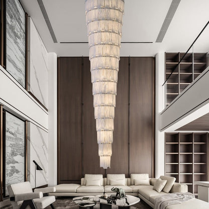 Stairwell Luxury Modern LED High Ceiling Large Alabaster Chandelier