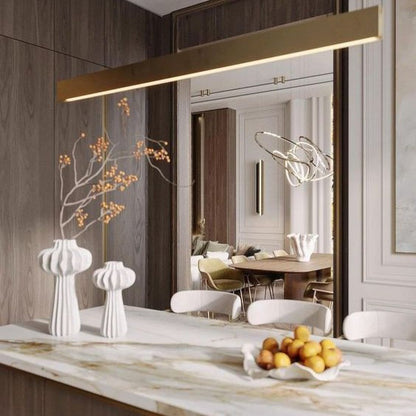Nordic Minimalism Long Dining Table Pendant Light Antique Gold LED Creative Light Fixture For Kitchen Island/Bar