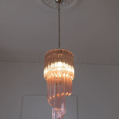 Murano Chandelier – Spiral – 54 prisms – Pink