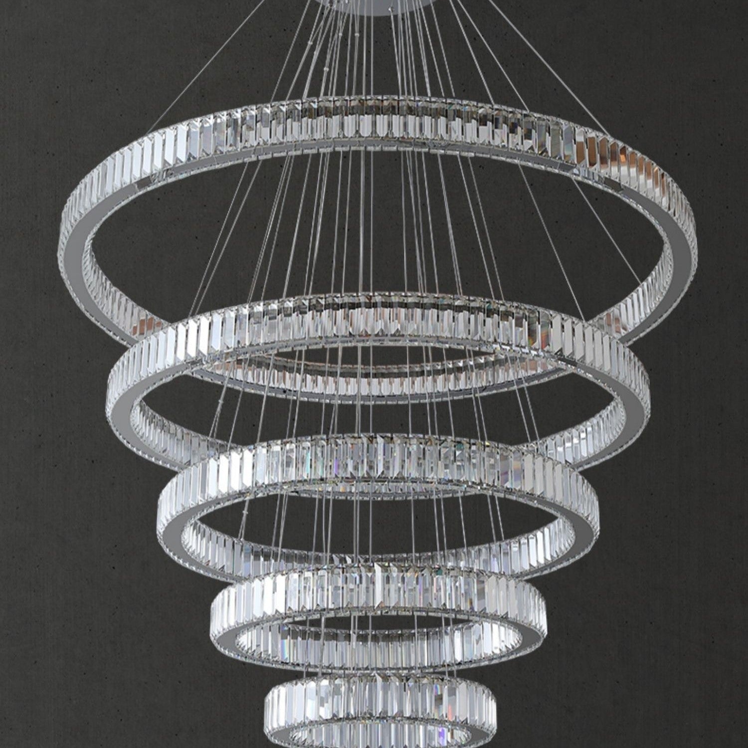 Modern Front Entryway Chandelier 5/6/7 Rings Crystal Gold/ Chrome Finish Ceiling Lamp