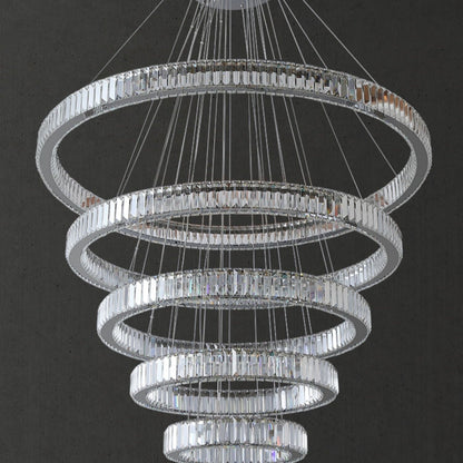 Modern Front Entryway Chandelier 5/6/7 Rings Crystal Gold/ Chrome Finish Ceiling Lamp