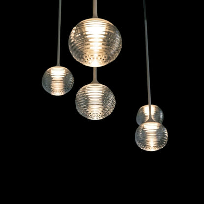 Nordic Minimalist Clear Ribbed Glass Globe Pendant Light