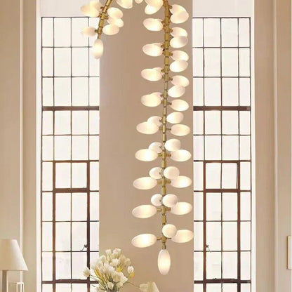 Nordic Art Long Magnolia alba Glass Ceiling Chandelier  for Staircase/Hallway/Entryway Light Fixture
