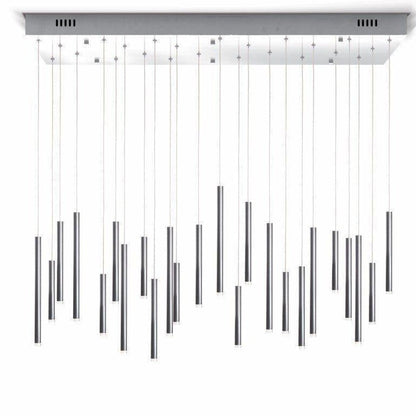 Bellini Rectangular Tri-Tone Tubular Pendant Light Chandelier
