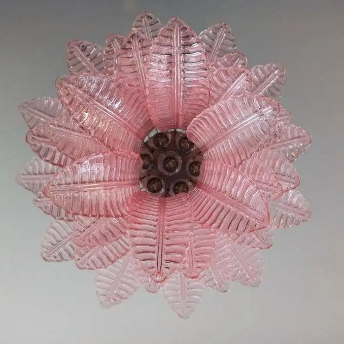 Murano Chandelier – 36 glass leaves – Pink