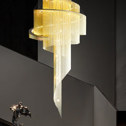 Extra Large Multi-layered Post-Modern Luxury Metal Chains Chandelier