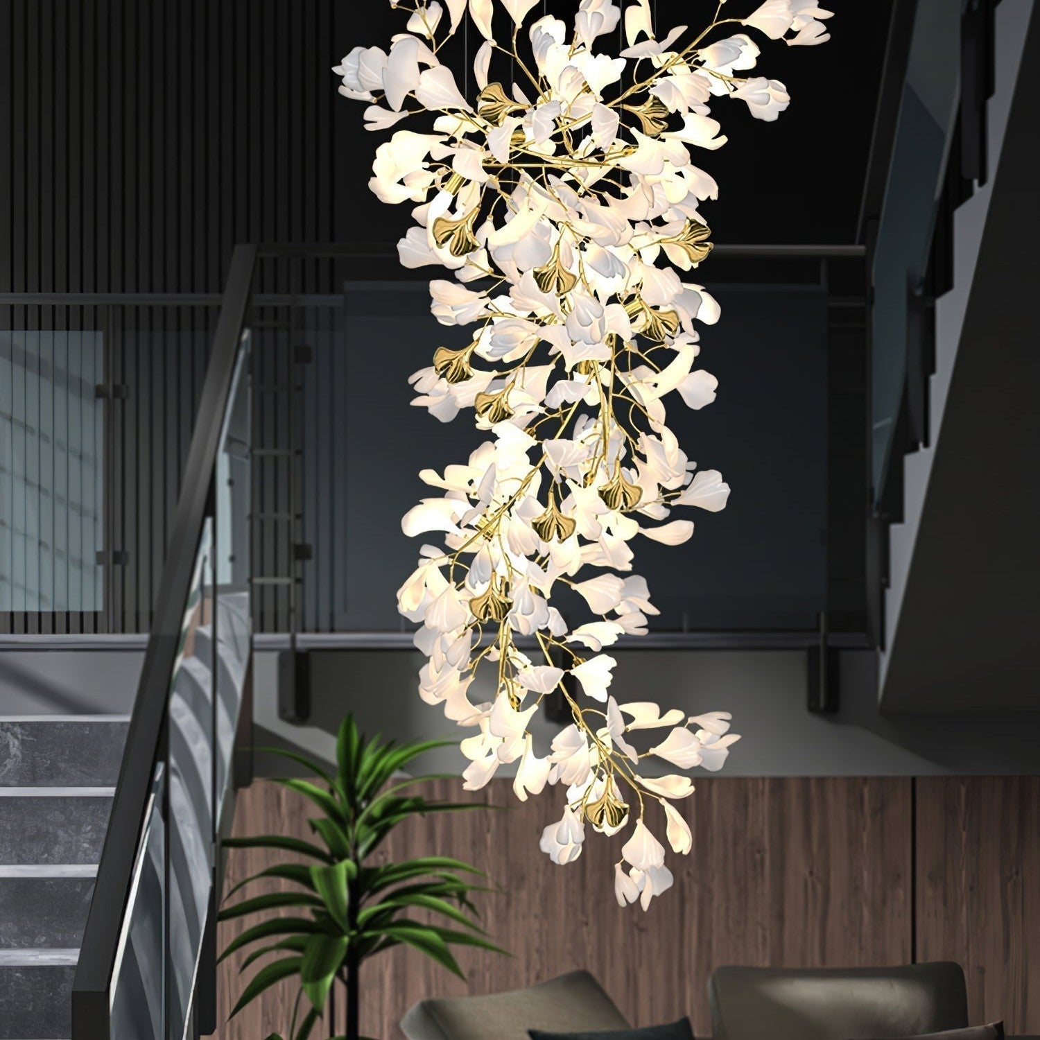 Gingko Ceramic Branch Chandelier Z