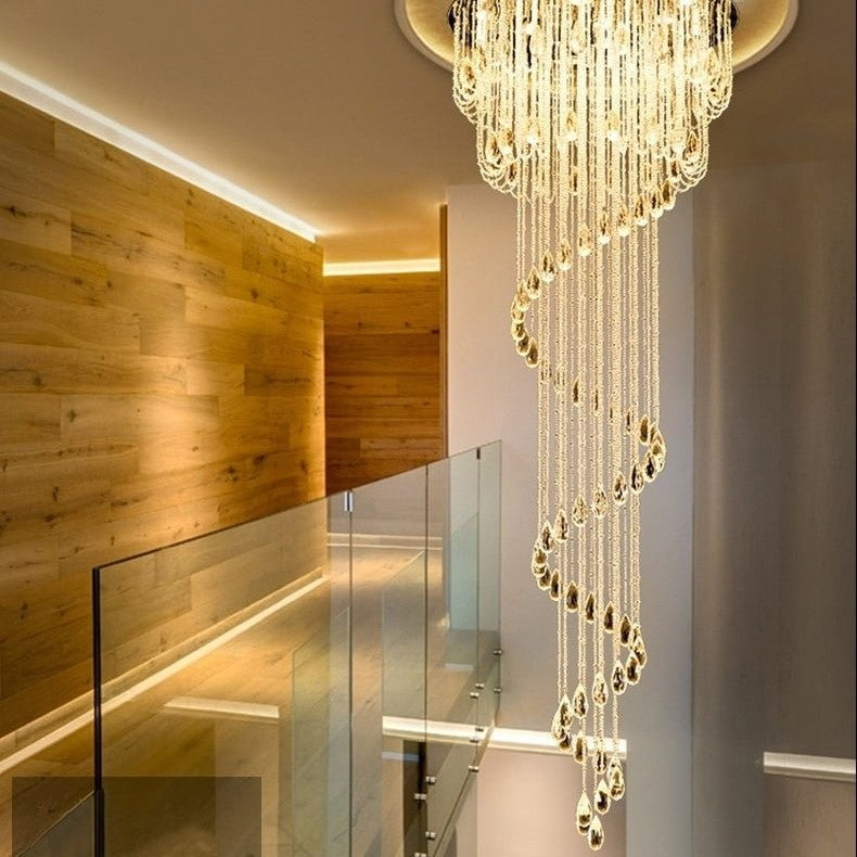 Double Spiral Staircase Crystal Chandelier for Loft, Restaurant, Hotel, Hall, Stairwell