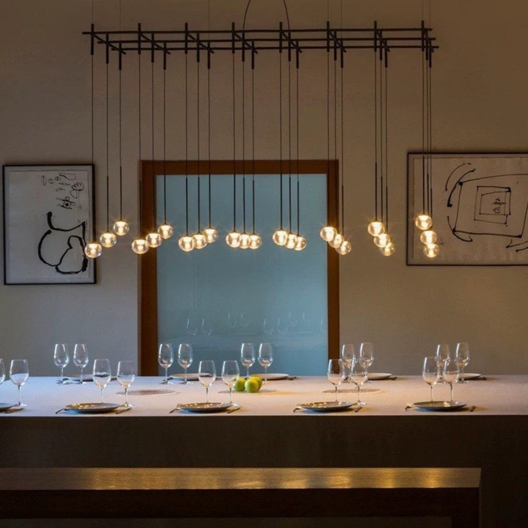 Nordic Minimalist Clear Ribbed Glass Globe Pendant Light