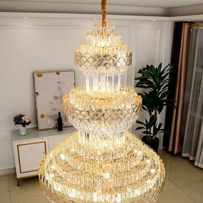 Extra Large Multi-layers Gold Luxury Crystal Chandelier Modern Empire Decrative Crystal Light