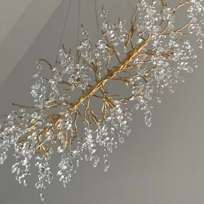 French Branch Crystal Chandelier with Elegant Crystal Leaves