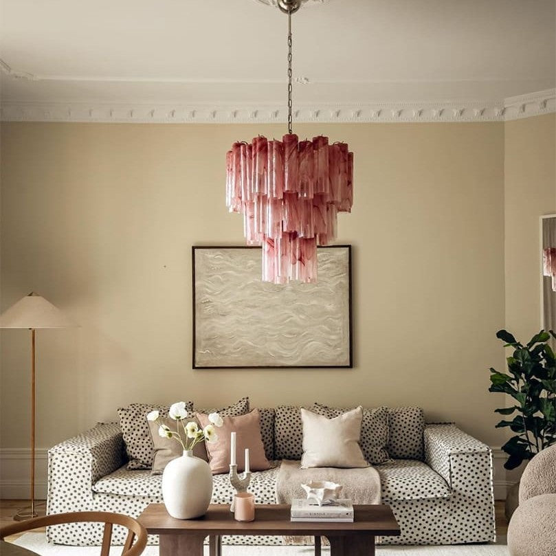 Murano Chandelier – 48 tubes – Alabaster Pink