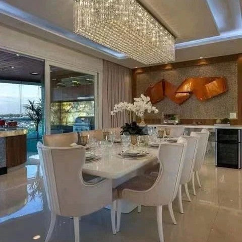 Luxury Rectangular Flush Mount Crystal Chandelier for Dining Room