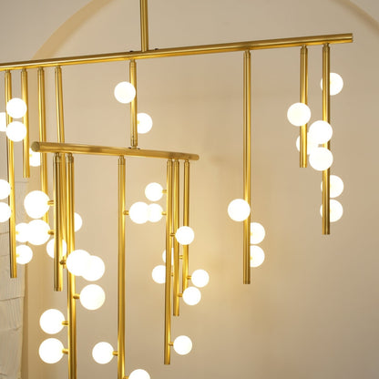 Brass Glass Drop Chandelier