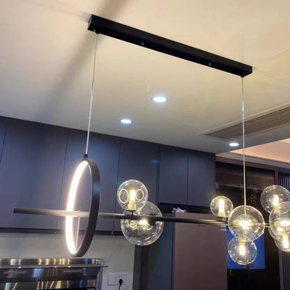 Oversized Nordic Black Iron Glass Bubble Collection Chandelier Suit for Living/Dining Room