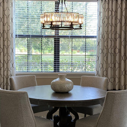 Decorative 6/ 8/ 10/ 12-Light Crystal Ceiling Chandelier Triangular Prism Island Light Fixture Metal Shade for Living Room