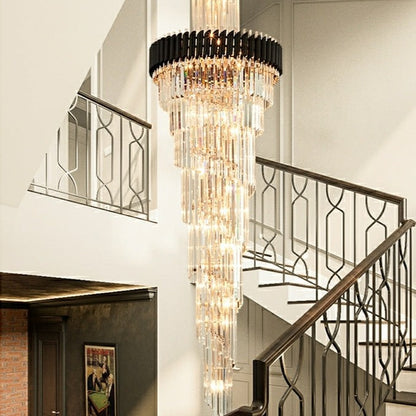 Classic Large Multi-layered Spiral Crystal Chandelier for Foyer/ Staircase