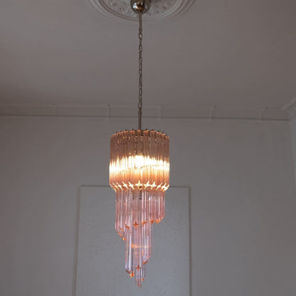 Murano Chandelier – Spiral – 54 prisms – Pink