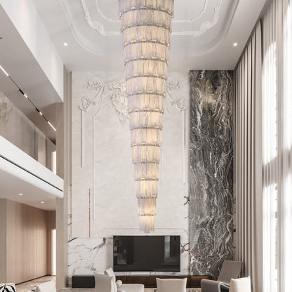 Stairwell Luxury Modern LED High Ceiling Large Alabaster Chandelier