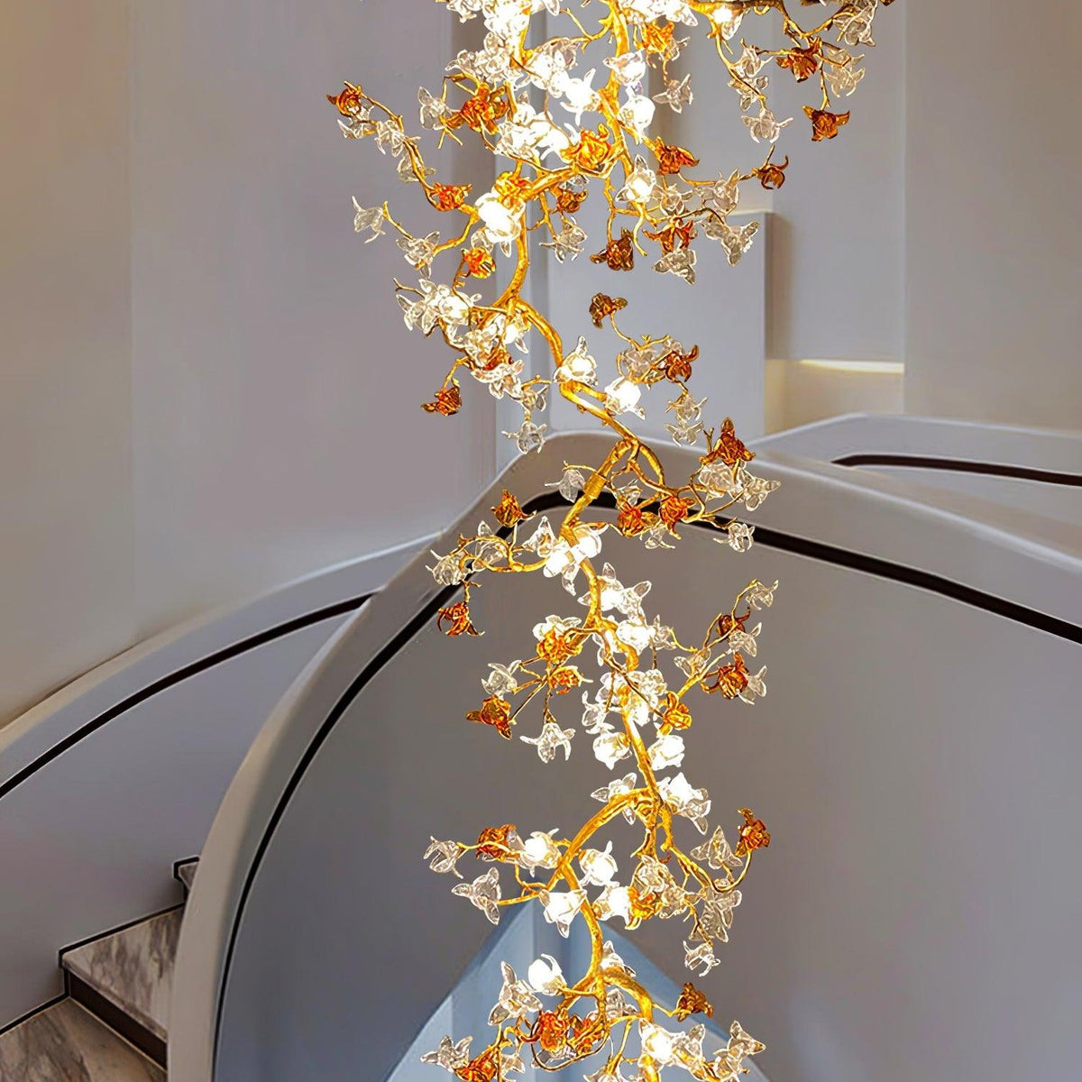 Brass Maple Branch Chandelier