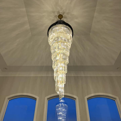 Classic Large Multi-layered Spiral Crystal Chandelier for Foyer/ Staircase
