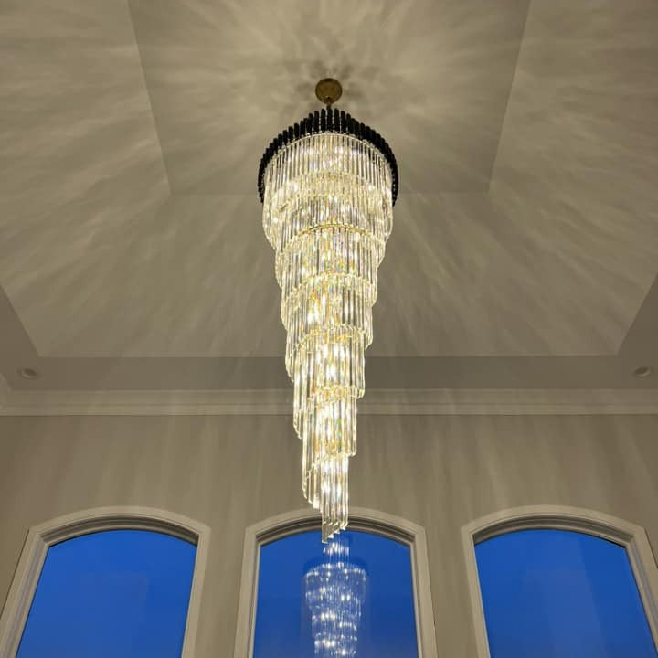 Classic Large Multi-layered Spiral Crystal Chandelier for Foyer/ Staircase