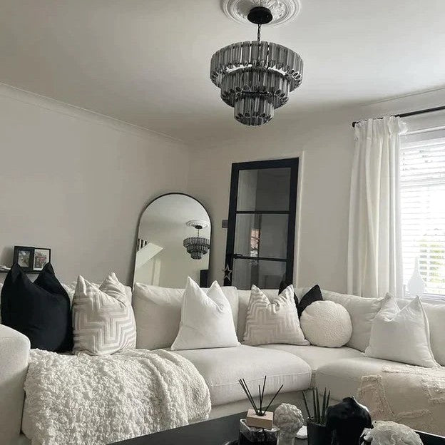 Modern Art Design 4/7-Light Smoky Gray/Clear Layered Glass Chandelier