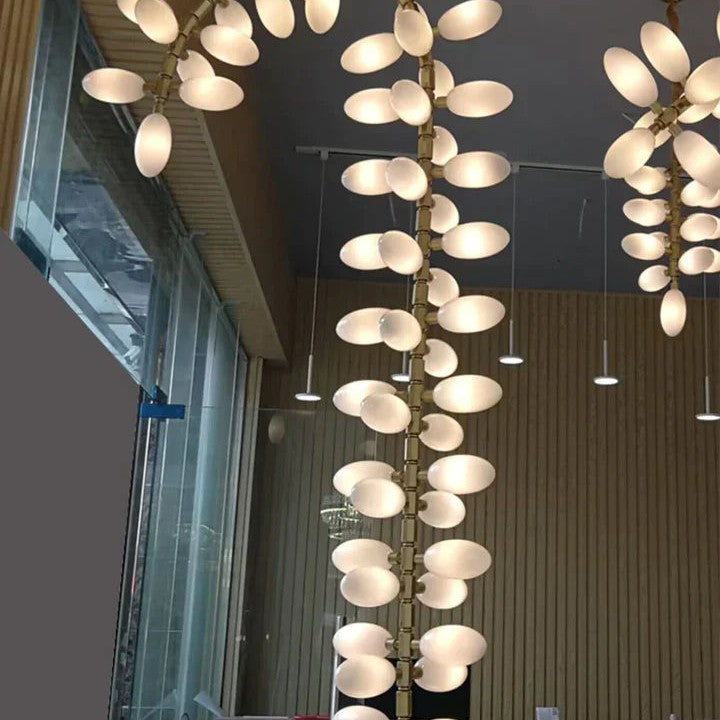 Nordic Art Long Magnolia alba Glass Ceiling Chandelier  for Staircase/Hallway/Entryway Light Fixture
