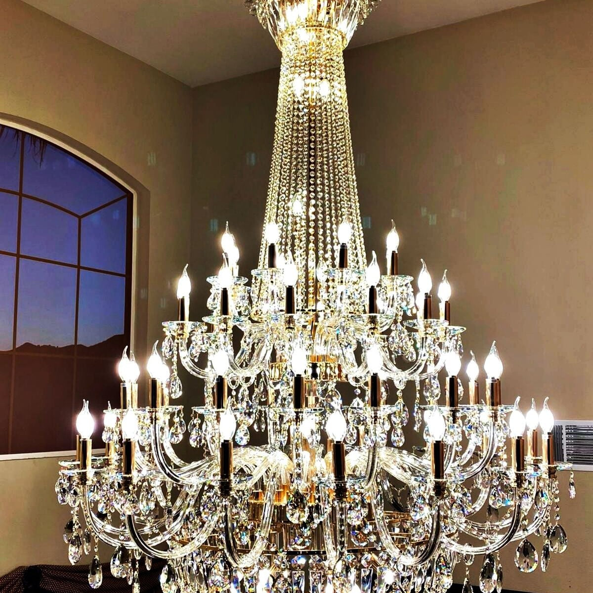 Extra Large European-style Multi-layers Candle Luxury Crystal Chandelier Gold Art Foyer/Staircase Decorative Light Fixture