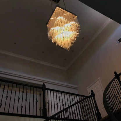 Cascade Glass Rectangular Chandelier 54"