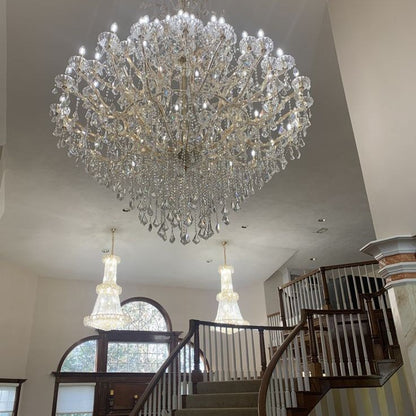 Oversized European Chrome Classic Candle Branch Crystal Chandelier for 2-Story/Duplex Buildings