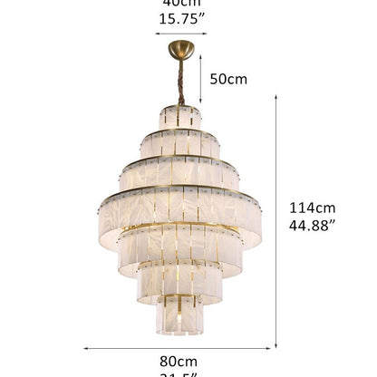 Stairwell Luxury Modern LED High Ceiling Large Alabaster Chandelier